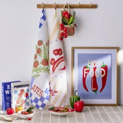 Torchon x2 coton motif tomates et piments 45x65cm < Gifi Outlet