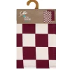 Torchon x2 coton uni et damier rouge prune 45x65cm