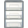 Tour de rangement A5 3 tiroirs grise et transparente 6 L