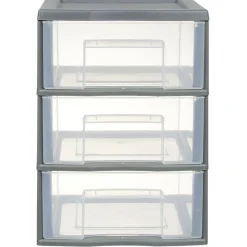 Tour de rangement A5 3 tiroirs grise et transparente 6 L