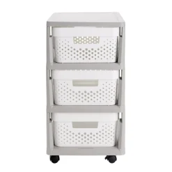 Tour de rangement à roulettes 3 tiroirs plastique L29,5xP35,5xH53cm (2 modèles)