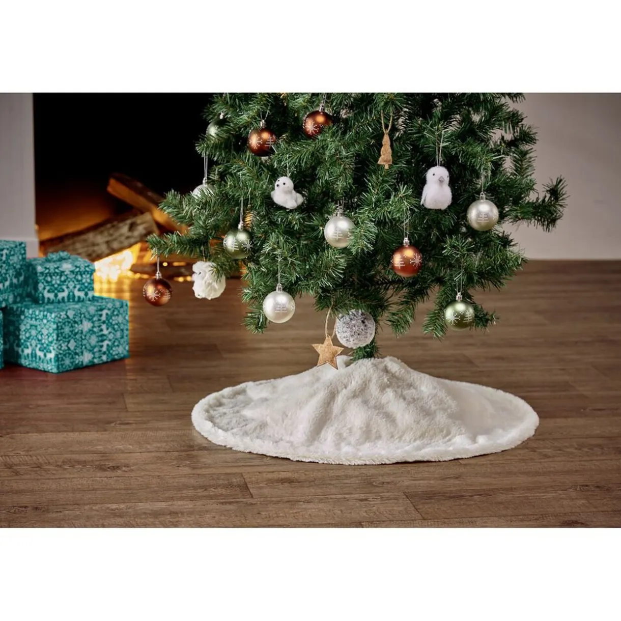 Tour de sapin Ø80 cm imitation fourrure blanc < Gifi Sale
