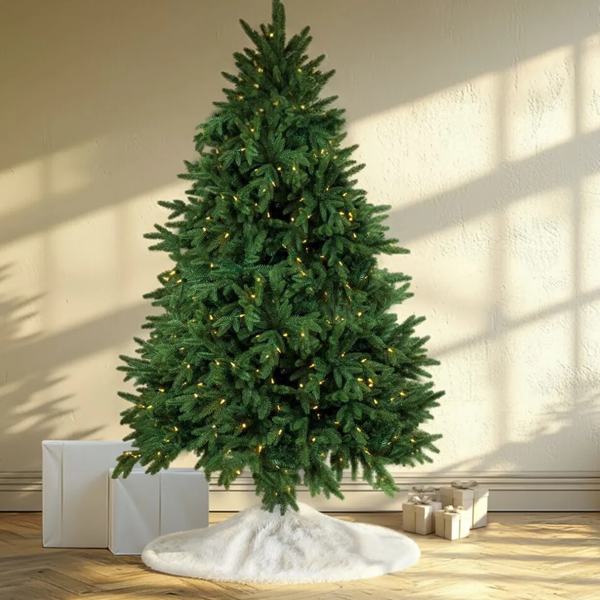Tour de sapin Ø80 cm imitation fourrure blanc < Gifi Sale