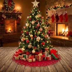 Tour de sapin feutrine motifs ajourés Ø1m - 2 modèles rouge ou vert