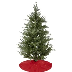 Tour de sapin rouge Ø100cm lumineux 20LED blanc chaud