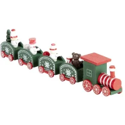 Train de Noël en bois rouge ou vert L24xH4,5cm < Gifi