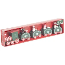 Train de Noël en bois rouge ou vert L24xH4,5cm < Gifi