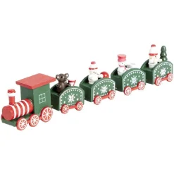 Train de Noël en bois rouge ou vert L24xH4,5cm < Gifi