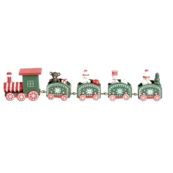 Train de Noël en bois rouge ou vert L24xH4,5cm < Gifi