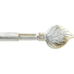 Tringle de vitrage Extensible 80-110 cm embout feuille blanc vieilli < Gifi