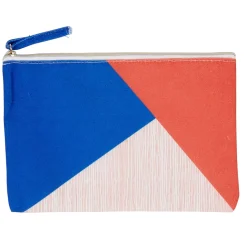 Trousse cosmétique bleu rouge et blanc