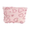 Trousse cosmétique sherpa polycoton relief coeur rose 26x19cm < Gifi Hot