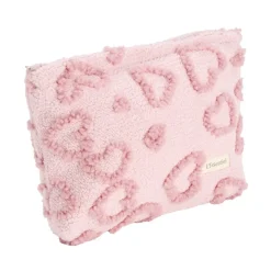 Trousse cosmétique sherpa polycoton relief coeur rose 26x19cm < Gifi Hot