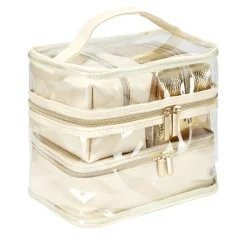 Trousse de toilette 2 compartiments + 3 trousses 22x15xH13cm (3 modèles)
