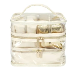 Trousse de toilette 2 compartiments + 3 trousses 22x15xH13cm (3 modèles)