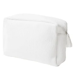 Trousse de toilette en tissu 20x6xH13cm (2 modèles blanc ou ocre)