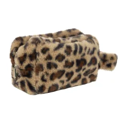Trousse de toilette tissu peluche léopard 21x12xH13cm