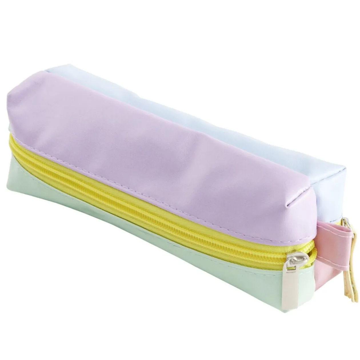 Trousse double ouverture simili multicolore pastel L20cm