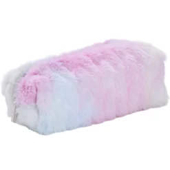 Trousse fourrure multicolore pastel Ø5xL19cm (2 modèles)