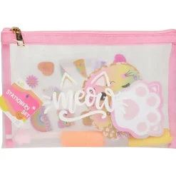 Trousse papeterie enfant fantaisie pastel 8 accessoires (2 modèles)