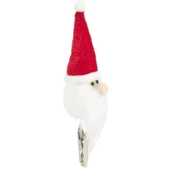 Tête de Père Noël à clipser x3 feutrine rouge et blanc H15cm