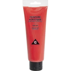 Tube de peinture acrylique rouge vif 120ml