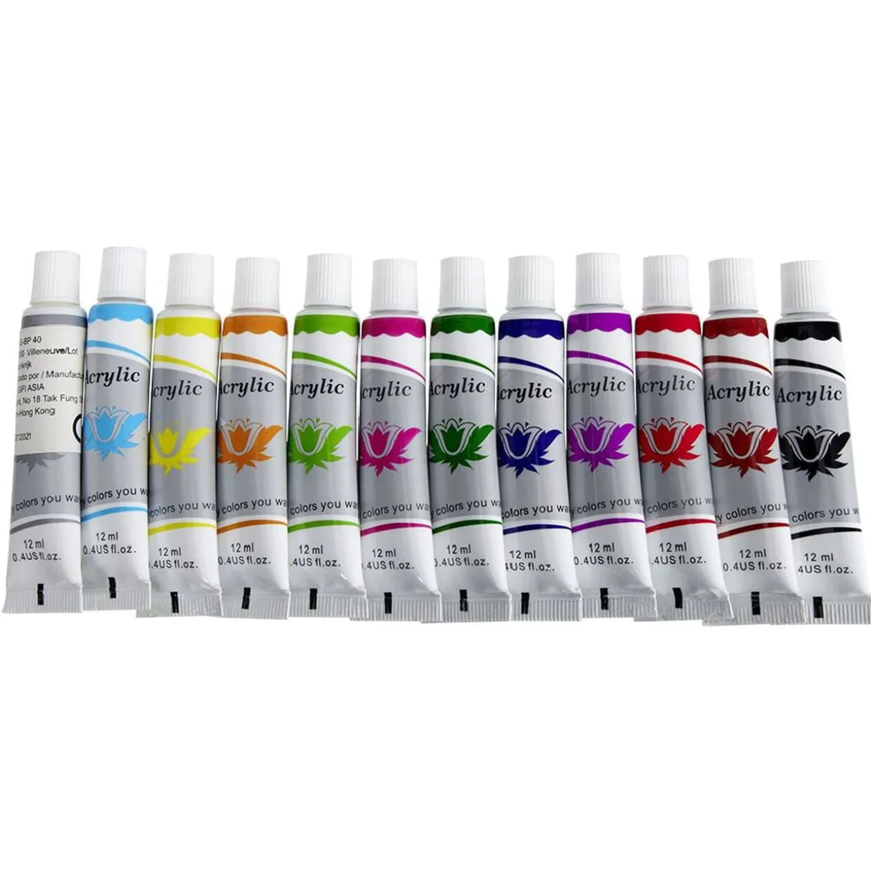 Tube de peinture x12 acrylique 12ml