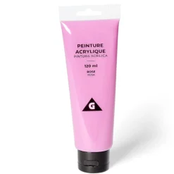 Tube peinture acrylique 120ml rose < Gifi