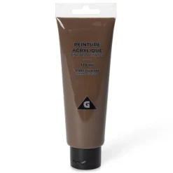 Tube peinture acrylique 120ml terre d'ombre