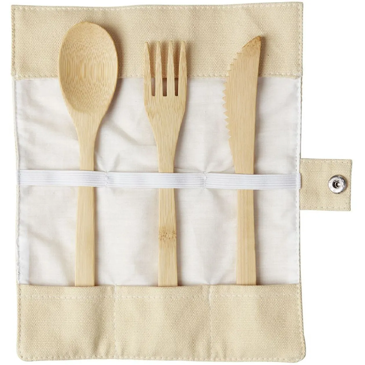 Étui avec couverts en bambou fourchette/couteau/cuillère 3 pièces