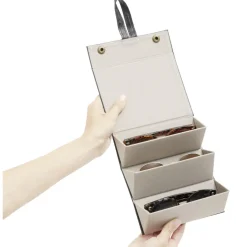 Étui à lunettes pour 3 paires organisateur de voyage simili noir 16x13xH6cm < Gifi Clearance