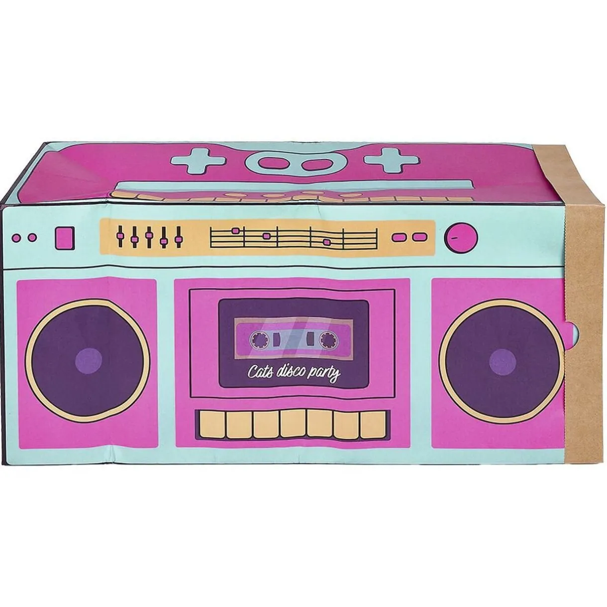 Tunnel de jeu pour chat carton motif cassette 60x27xH22cm < Gifi Outlet