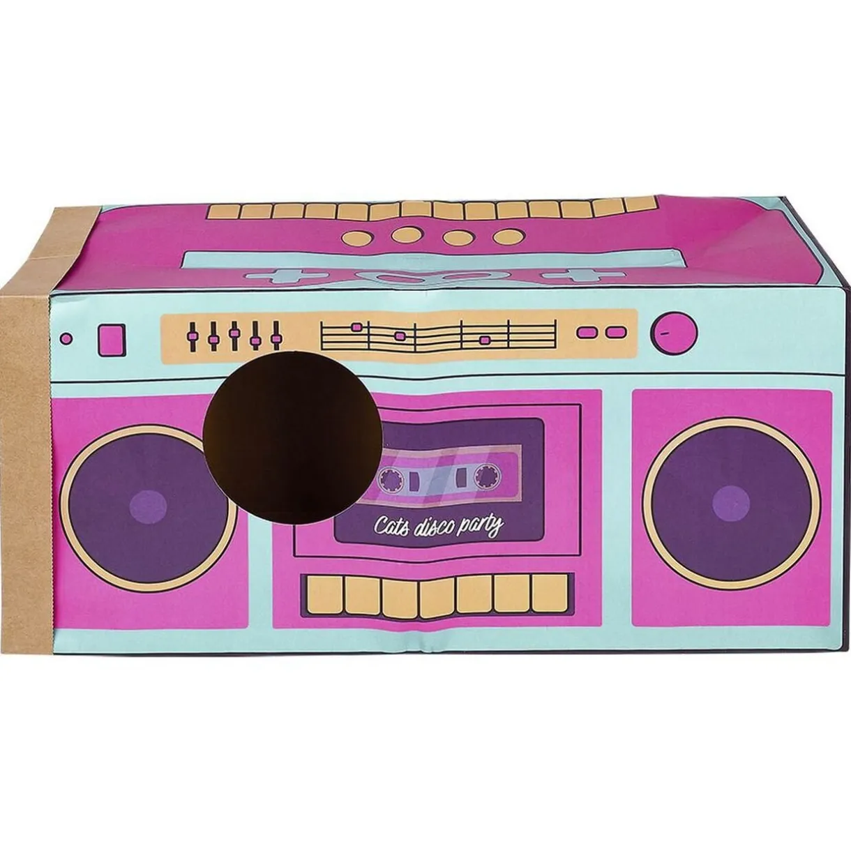 Tunnel de jeu pour chat carton motif cassette 60x27xH22cm < Gifi Outlet