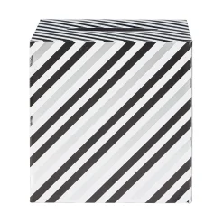 Urne d'anniversaire motif rayé noir et blanc en carton