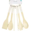 Ustensile de cuisine x5 bambou naturel et blanc L32cm