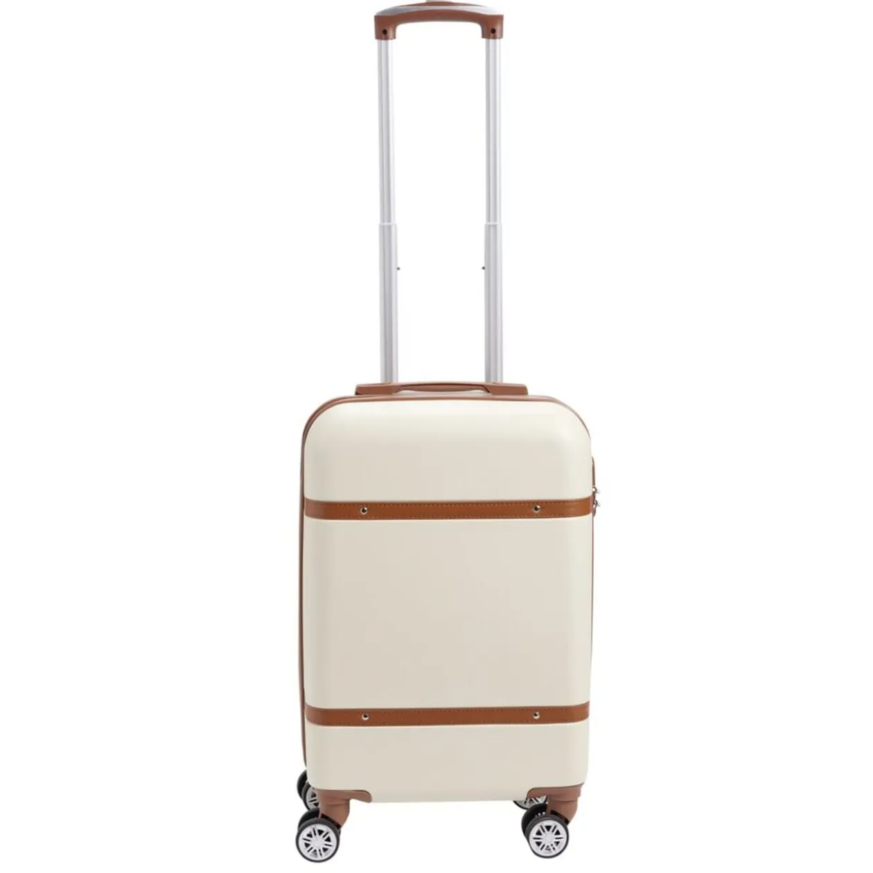 Valise cabine 38L plastique ABS beige avec cadenas à combinaison 4 chiffres