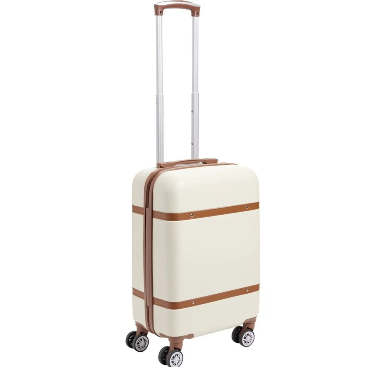 Valise cabine 38L plastique ABS beige avec cadenas à combinaison 4 chiffres