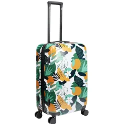 Valise cabine 64L trolley plastique ABS motif tropical avec cadenas 44x26xH67cm