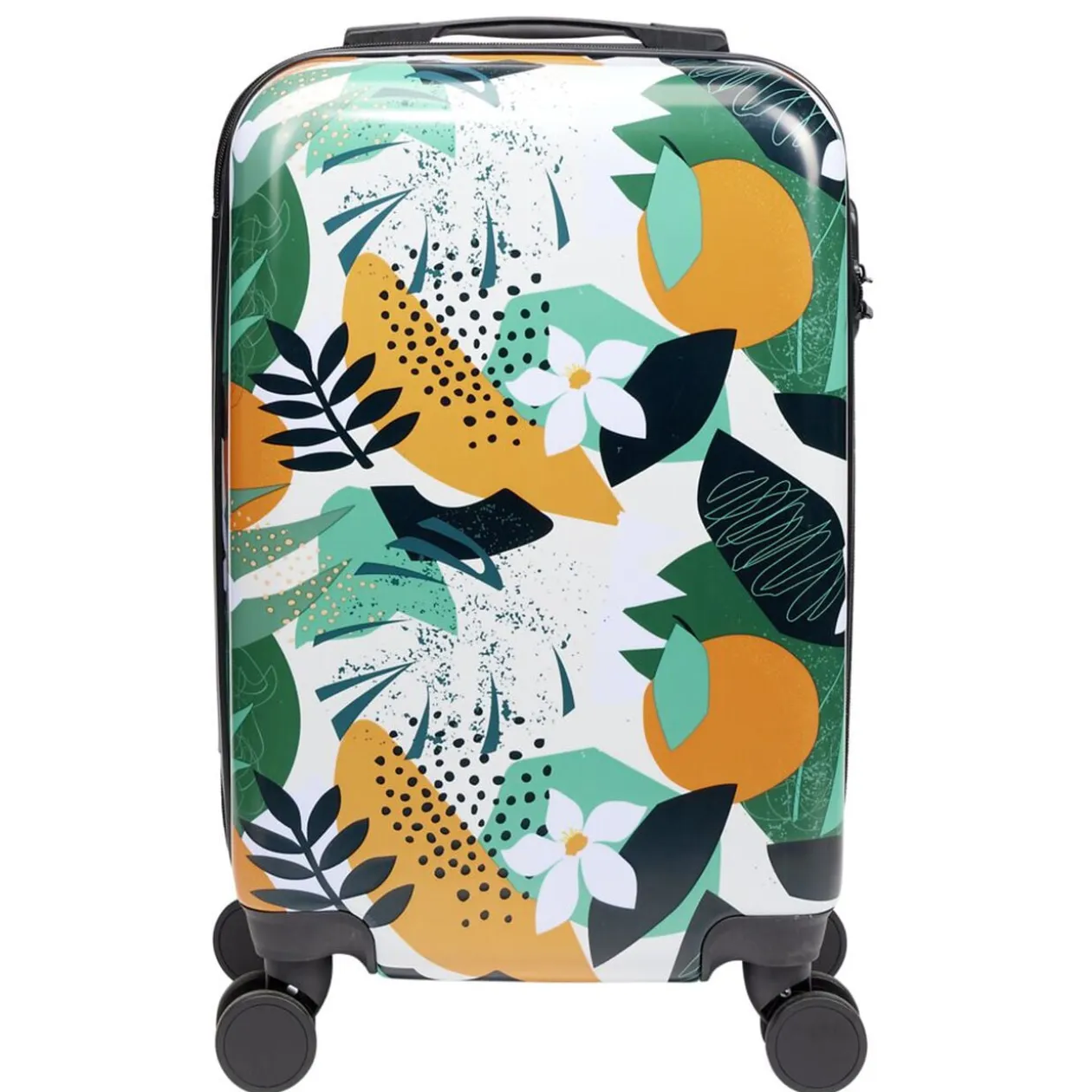 Valise cabine 39L trolley plastique ABS motif tropical avec cadenas 35x23xH57cm