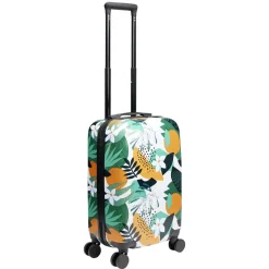 Valise cabine 39L trolley plastique ABS motif tropical avec cadenas 35x23xH57cm