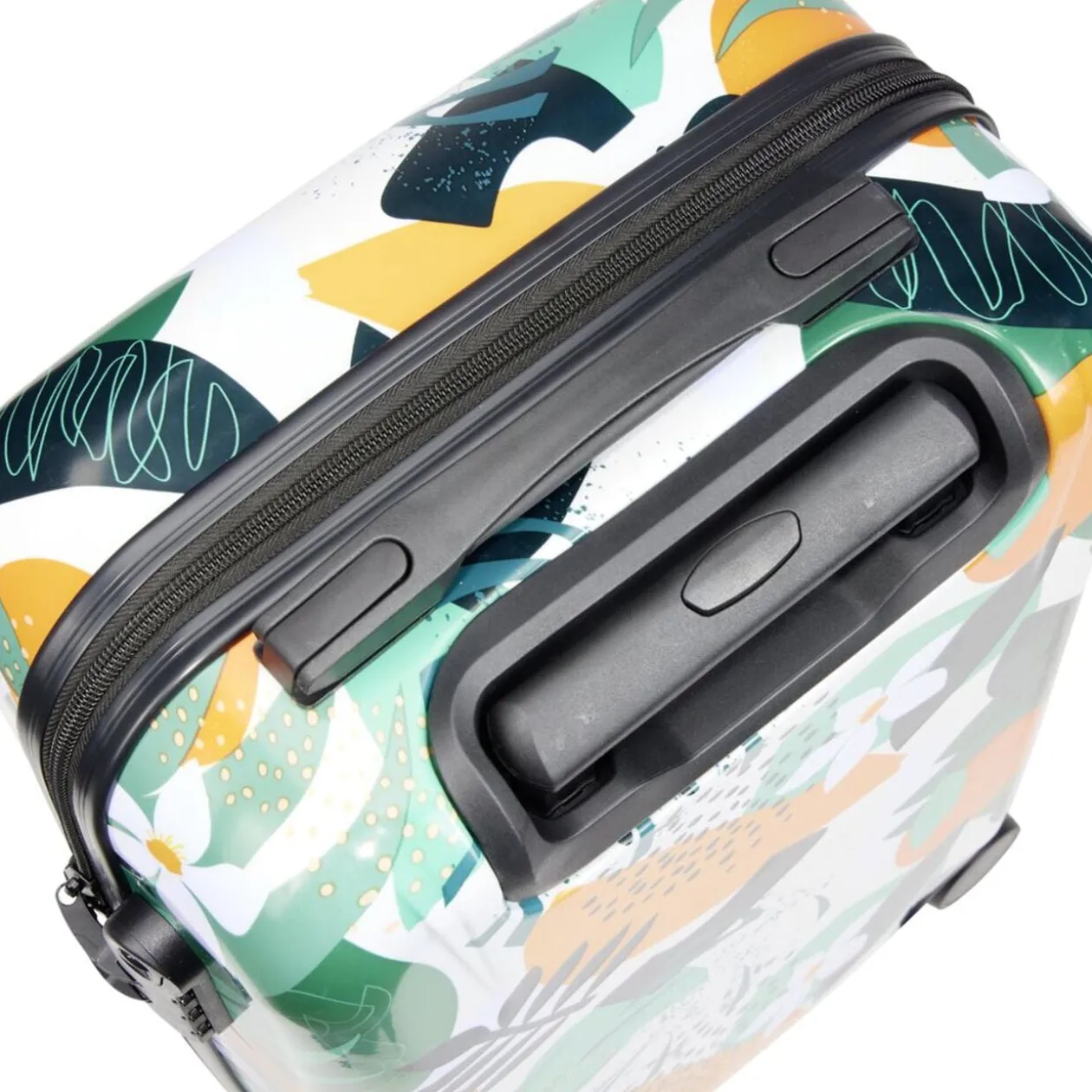 Valise cabine 39L trolley plastique ABS motif tropical avec cadenas 35x23xH57cm
