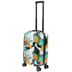 Valise cabine 39L trolley plastique ABS motif tropical avec cadenas 35x23xH57cm