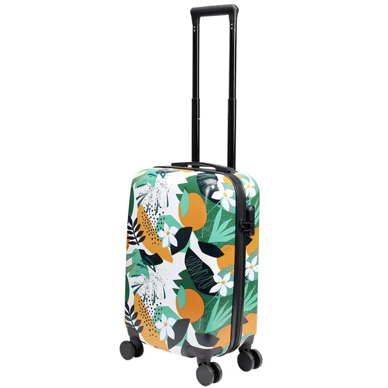Valise cabine 39L trolley plastique ABS motif tropical avec cadenas 35x23xH57cm
