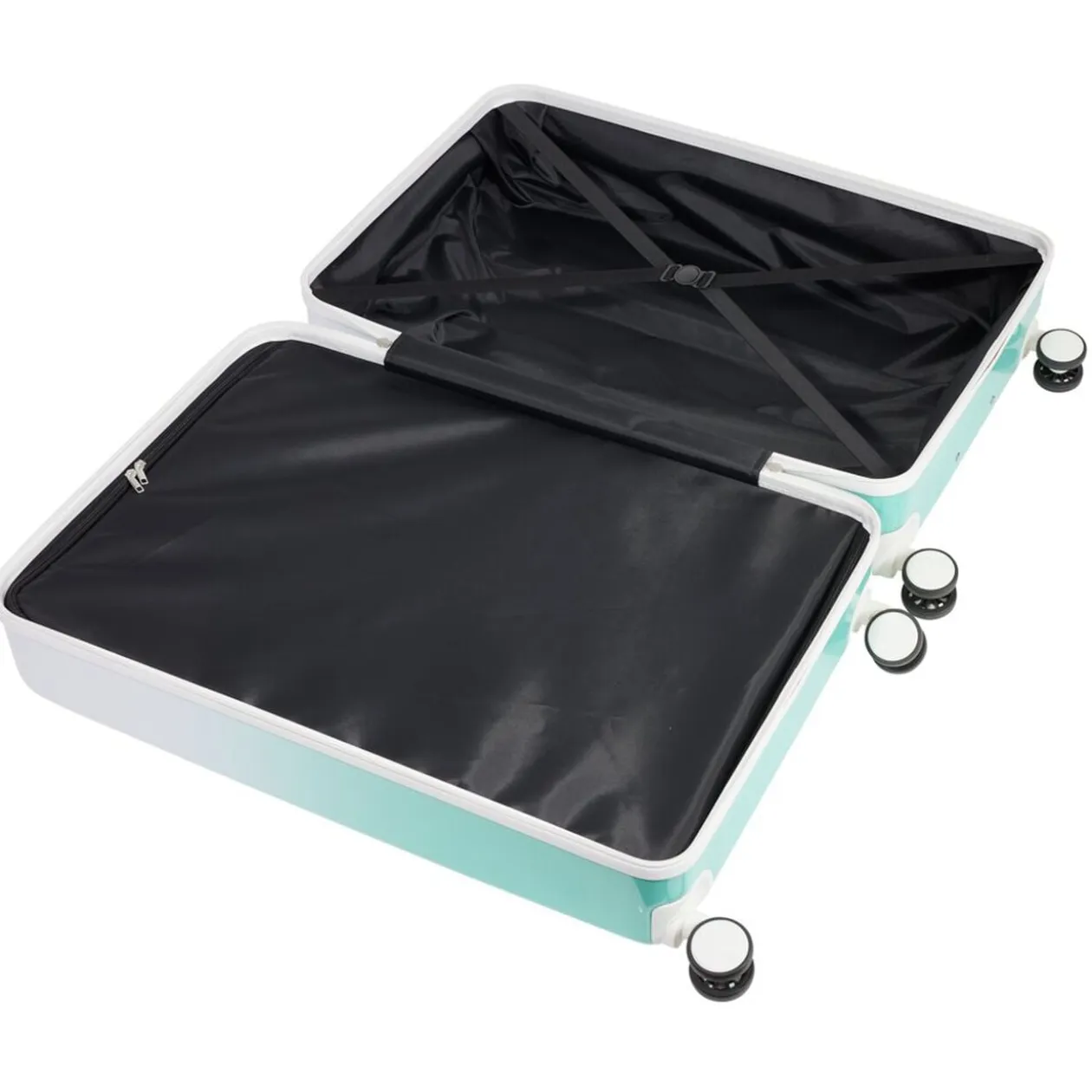 Valise cabine 94L trolley 4 roulettes dégradé bleu et blanc 49,5x29,5xH77,5cm