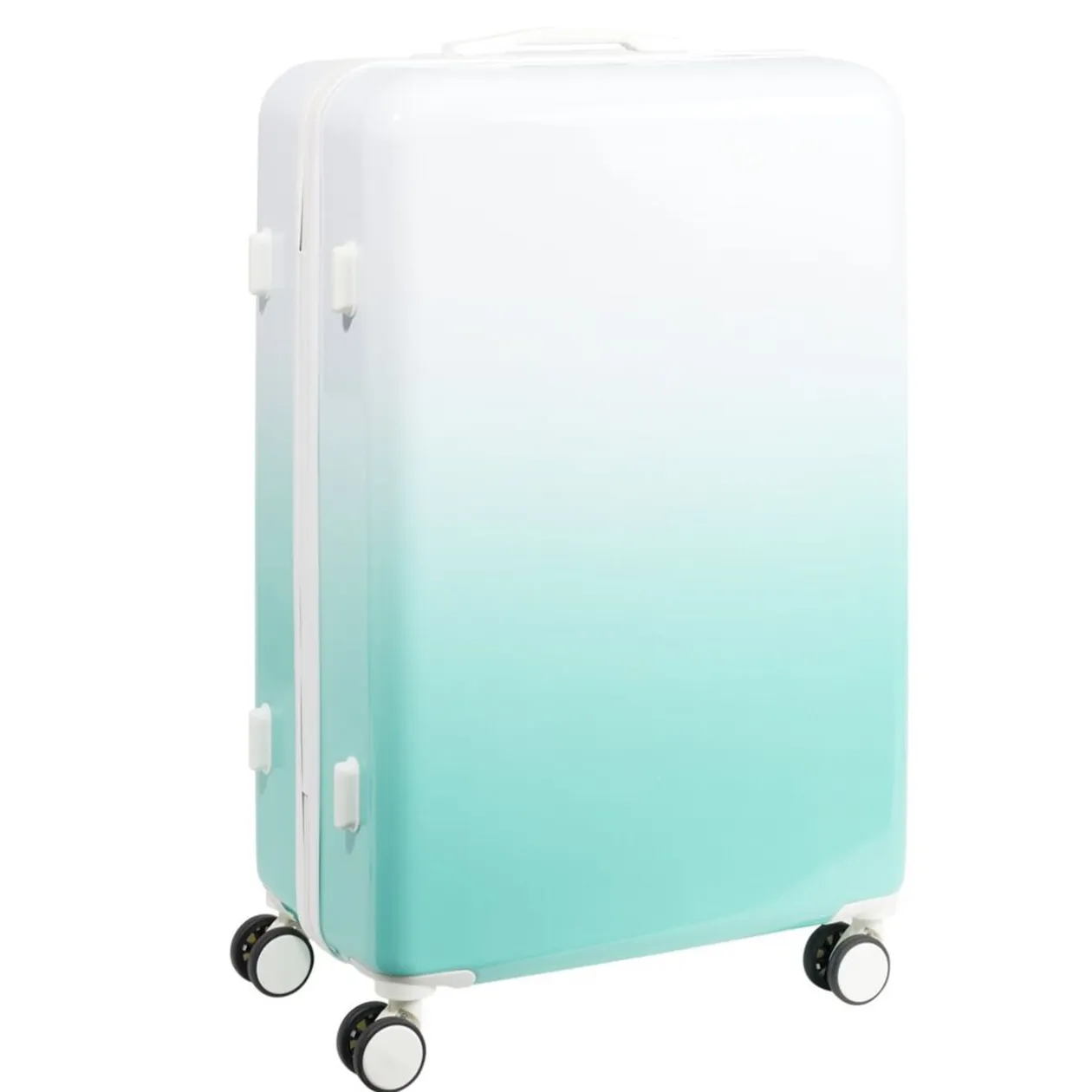 Valise cabine 94L trolley 4 roulettes dégradé bleu et blanc 49,5x29,5xH77,5cm