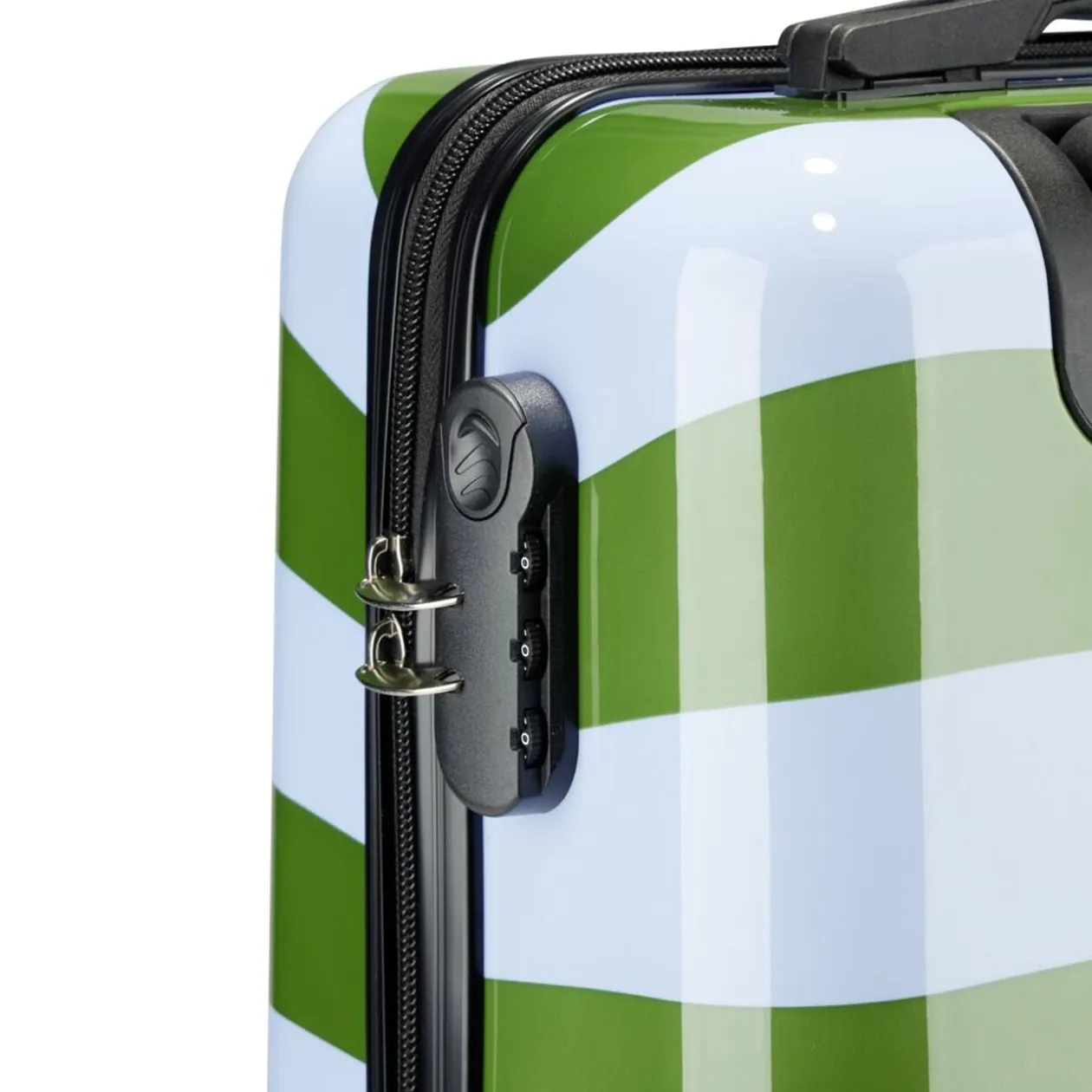 Valise cabine 39L trolley 4 roulettes bayadère rayures bleues et vertes H56,5cm