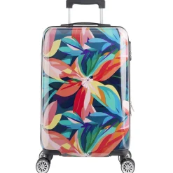 Valise cabine 39L trolley 4 roulettes motif floral tropical 38x28xH56,5cm < Gifi Online