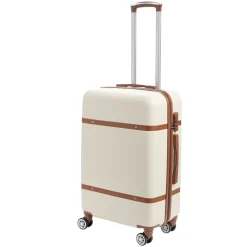 Valise cabine plastique ABS beige et marron avec cadenas 67x26xH44cm < Gifi