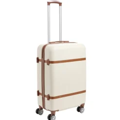 Valise cabine plastique ABS beige et marron avec cadenas 67x26xH44cm < Gifi