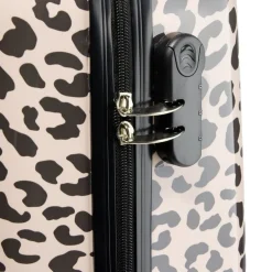 Valise cabine rigide 4 roues motif léopard marron et noir 36,5x21xH58cm < Gifi Outlet